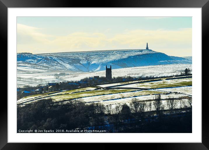 Heptonstall Church and Stoodley Pike Framed Mounted Print by Jon Sparks