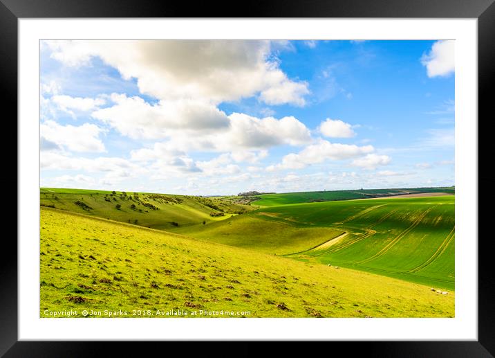 Lang Dale and North Dale, Yorkshire Wolds Framed Mounted Print by Jon Sparks