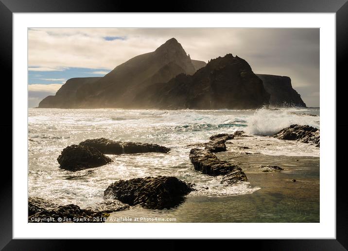 Breaking waves, Ponta da Calheta Framed Mounted Print by Jon Sparks