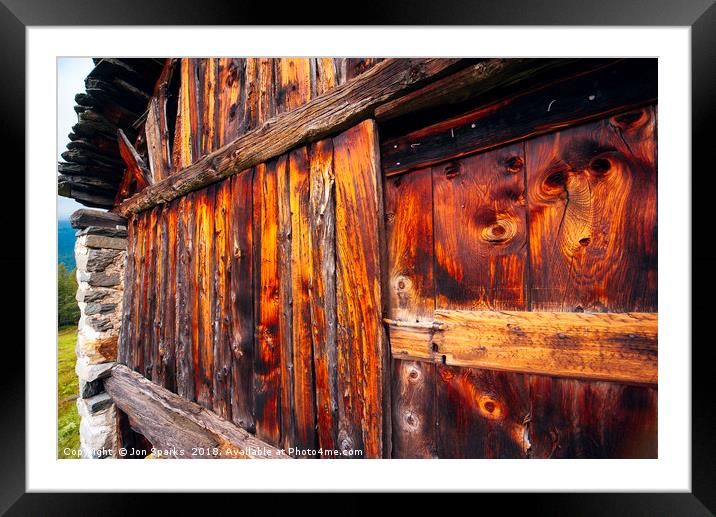 Devero hut detail Framed Mounted Print by Jon Sparks