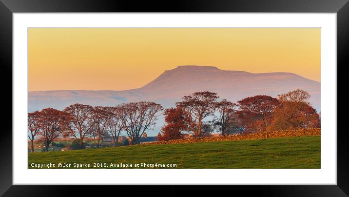 Ingleborough in evening light Framed Mounted Print by Jon Sparks