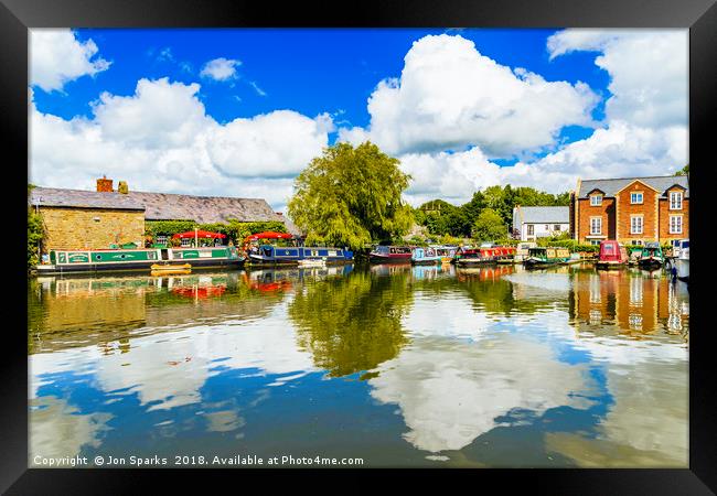 Narrowboats at Tithebarn basin Framed Print by Jon Sparks