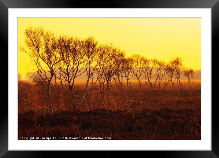 Misty evening on Winmarleigh Moss Framed Mounted Print by Jon Sparks