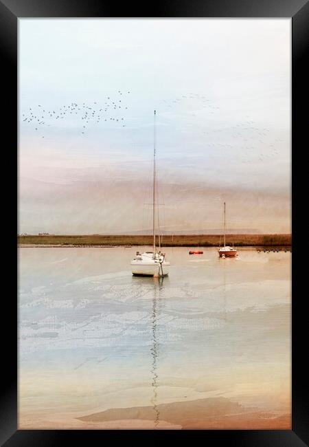 Impressionist style image of boats in Christchurch harbour Framed Print by Anthony Hart