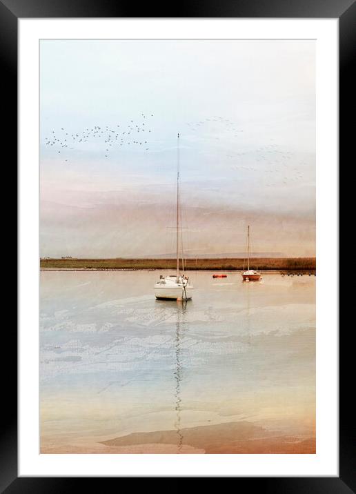 Impressionist style image of boats in Christchurch harbour Framed Mounted Print by Anthony Hart