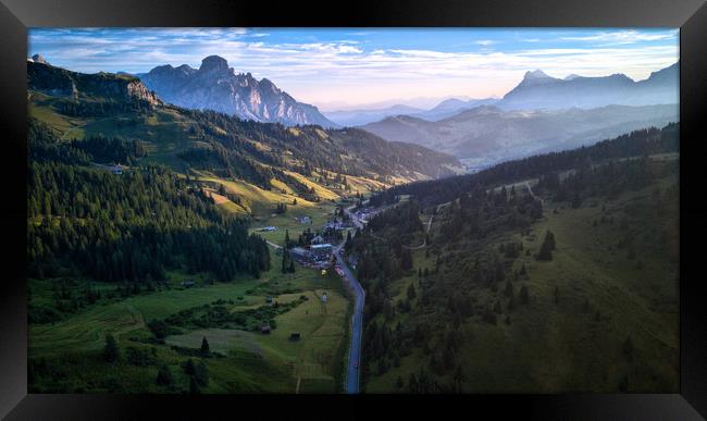 The sun rises in the mountains Framed Print by jason jones