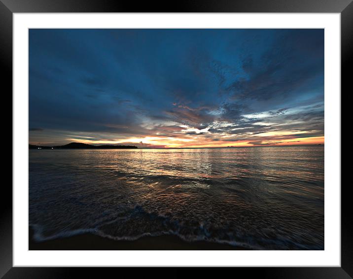 Sunset on a thai beach Framed Mounted Print by jason jones
