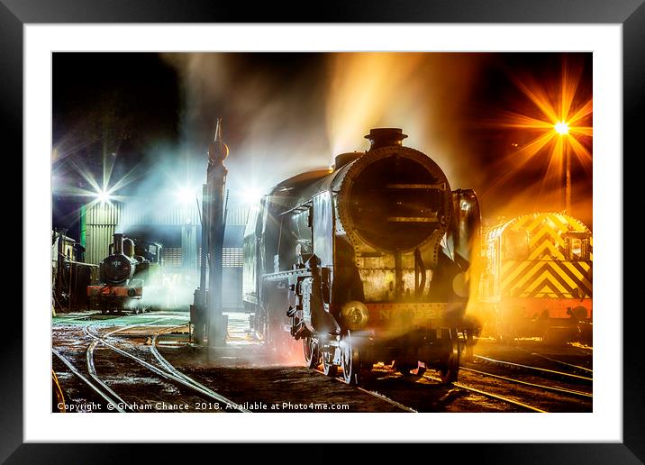 Night steam Framed Mounted Print by Graham Chance