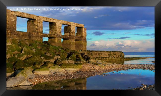Sea Wall Ruins at Dusk, Winchelsea, East Sussex Framed Print by Richard Gray