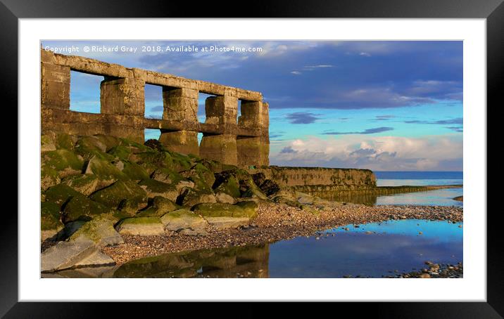 Sea Wall Ruins at Dusk, Winchelsea, East Sussex Framed Mounted Print by Richard Gray