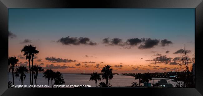 A sunset view looking out to Faro de Punta Pechiguera Framed Print by Ben Delves