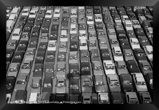 Endless Lines of Exported Cars Framed Print by Ben Delves