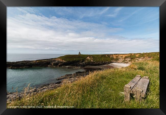 A bench at the clifftop Framed Print by Ben Delves