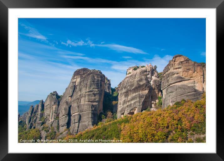 Stunning views of Greek Monasteries Framed Mounted Print by Madhurima Ranu