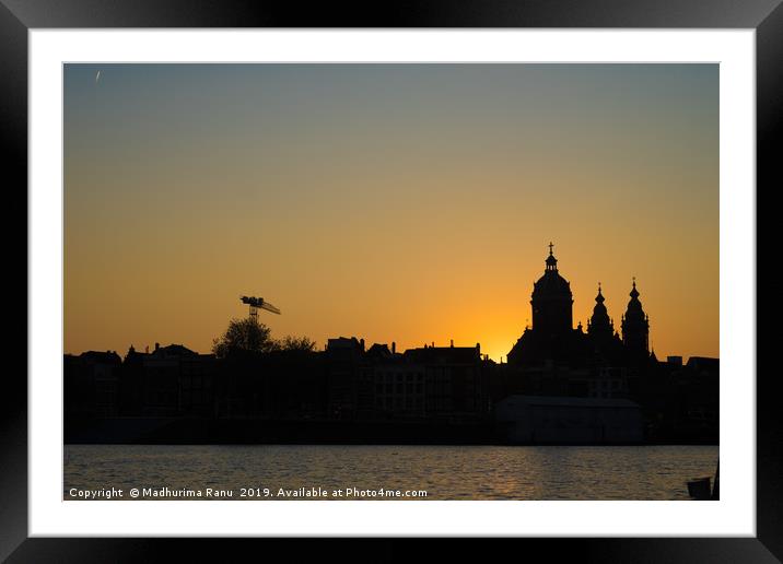 Sunset over Amsterdam Framed Mounted Print by Madhurima Ranu