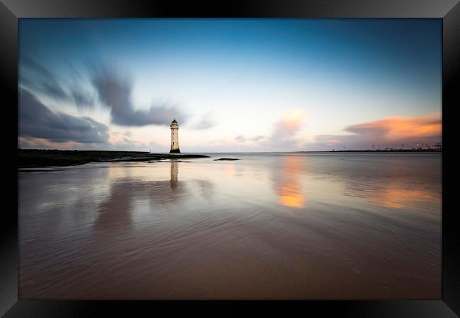 New Brighton lighthouse at sunrise Framed Print by Lukasz Lukomski