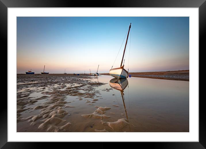 Boats in Meols during sunset Framed Mounted Print by Lukasz Lukomski