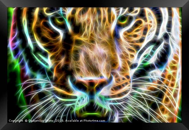 Tiger Face fractalius wall art Framed Print by GadgetGaz Photo