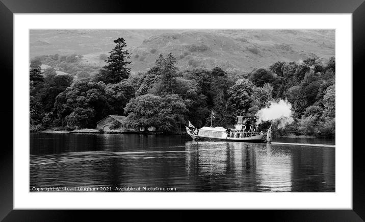 Steam boat on coniston water Framed Mounted Print by stuart bingham