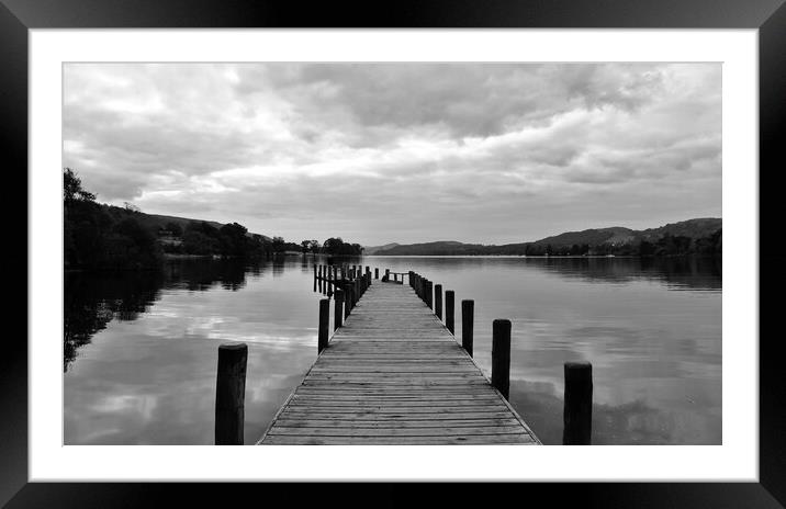Coniston water jetty Framed Mounted Print by stuart bingham