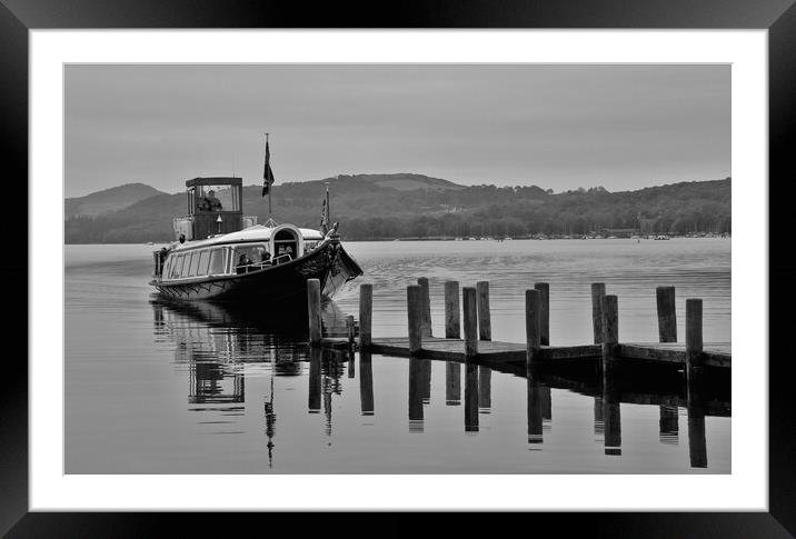 Coniston water jetty and steamboat Framed Mounted Print by stuart bingham