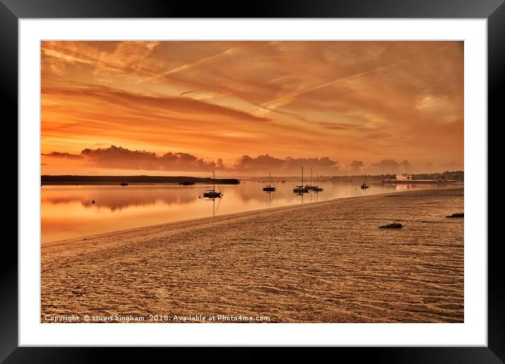 Stunning sunrise on the river Medway, Kent. Framed Mounted Print by stuart bingham