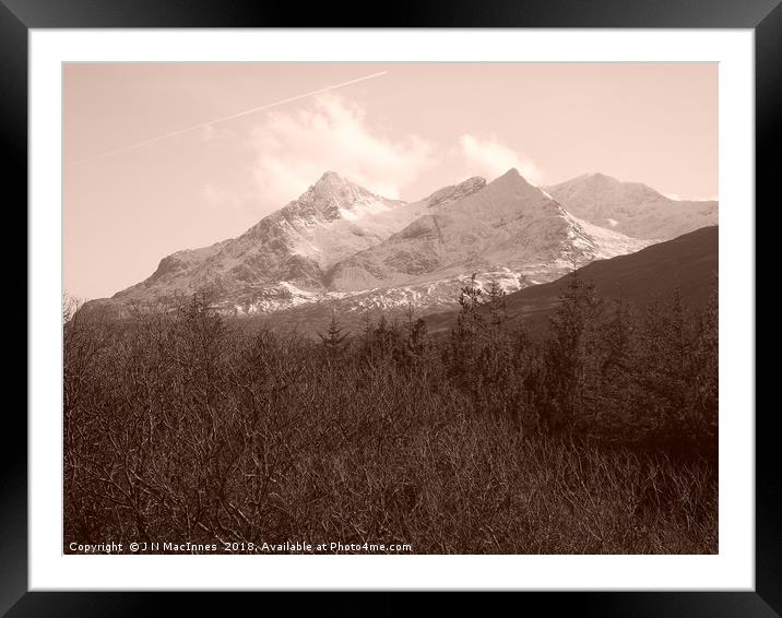 Black Cuillins and trees Framed Mounted Print by J N MacInnes