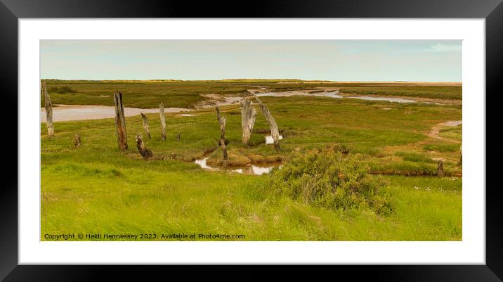 Landscape view of Thornham Old Harbour Defence Framed Mounted Print by Heidi Hennessey