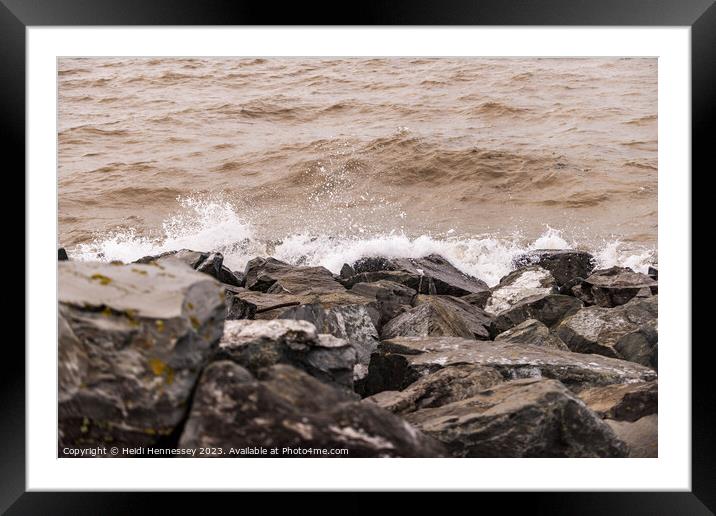 Ocean's Embrace on Rocky Shores of Colwyn Bay Wale Framed Mounted Print by Heidi Hennessey