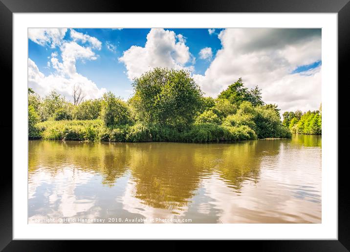 Norfolk Broads Trees in Reflection  Framed Mounted Print by Heidi Hennessey