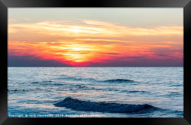 Fiery Summer Sunset in Cromer Framed Print by Heidi Hennessey