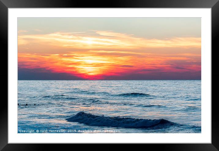 Fiery Summer Sunset in Cromer Framed Mounted Print by Heidi Hennessey
