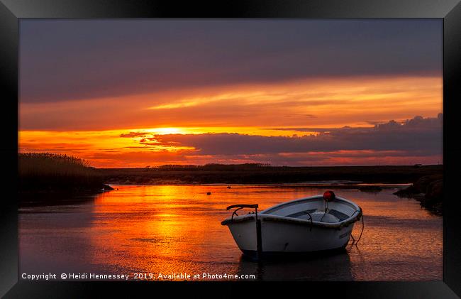 Majestic Summer Sunset Over Brancaster Marshes Framed Print by Heidi Hennessey