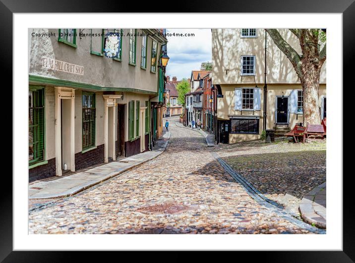Norwich's Historic Elm Hill Framed Mounted Print by Heidi Hennessey