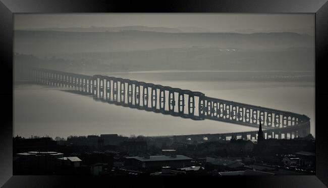 Tay Bridge on a Misty Morning Framed Print by Keith Rennie