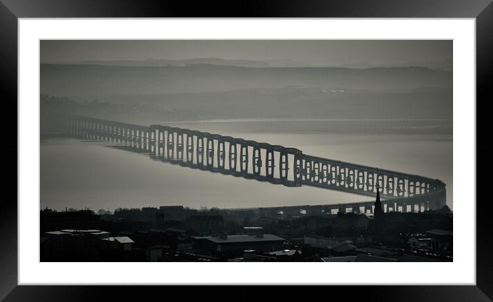 Tay Bridge on a Misty Morning Framed Mounted Print by Keith Rennie