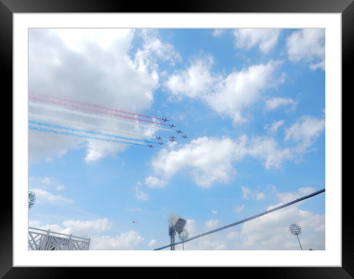 The Red Arrows over Trent Bridge Framed Mounted Print by Simon Hill