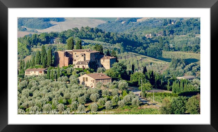 Country villa in the hills near Florence, Italy Framed Mounted Print by Andrew Shaw