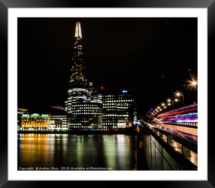The Shard at Night Framed Mounted Print by Andrew Shaw