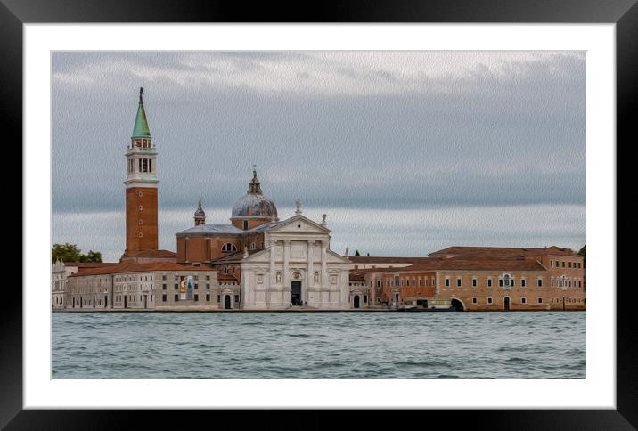 St Marks Venice painterly image oil effect Framed Mounted Print by Tony Swain