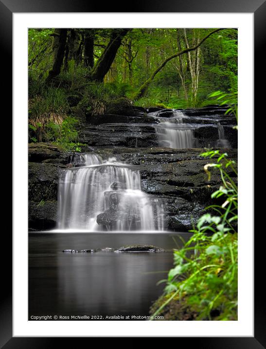 Double Waterfalls Portrait Framed Mounted Print by Ross McNeillie