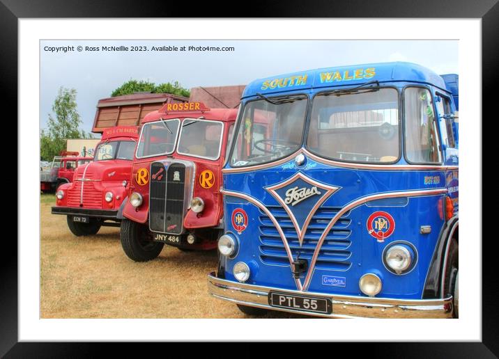 Three Vintage Trucks Framed Mounted Print by Ross McNeillie