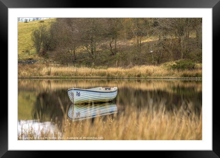 Boat on Loch Barnshean Framed Mounted Print by Ross McNeillie