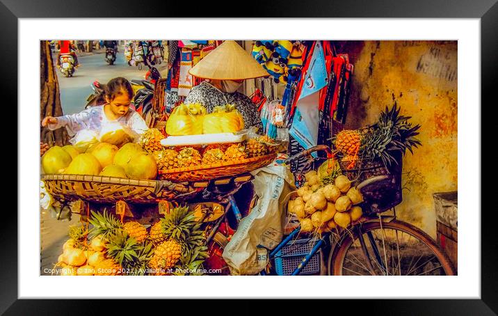 Colourful Hanoi Market Bike Framed Mounted Print by Ian Stone
