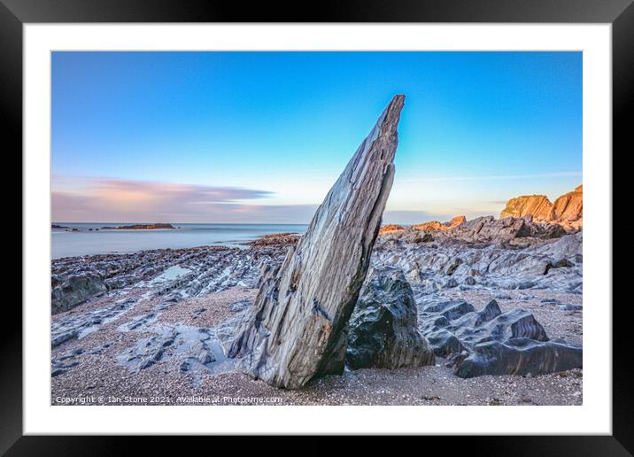 Ayrmer Cove Slanting Rock  Framed Mounted Print by Ian Stone