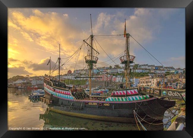 The Golden Hind of Brixham  Framed Print by Ian Stone