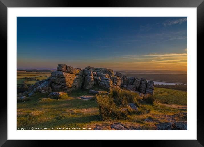 Sunset at Sheeps Tor, Dartmoor  Framed Mounted Print by Ian Stone