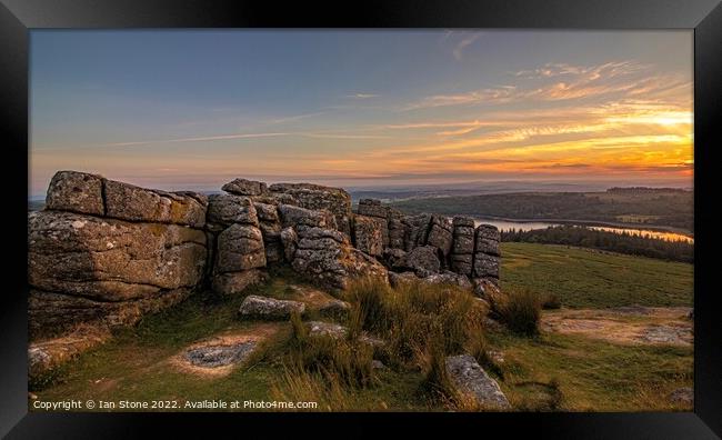 Majestic Sunset over Sheeps Tor Framed Print by Ian Stone