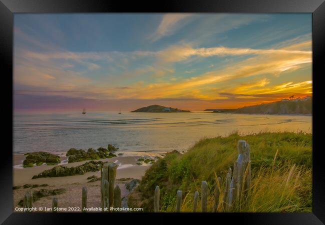 Majestic Sunset over Burgh Island Framed Print by Ian Stone