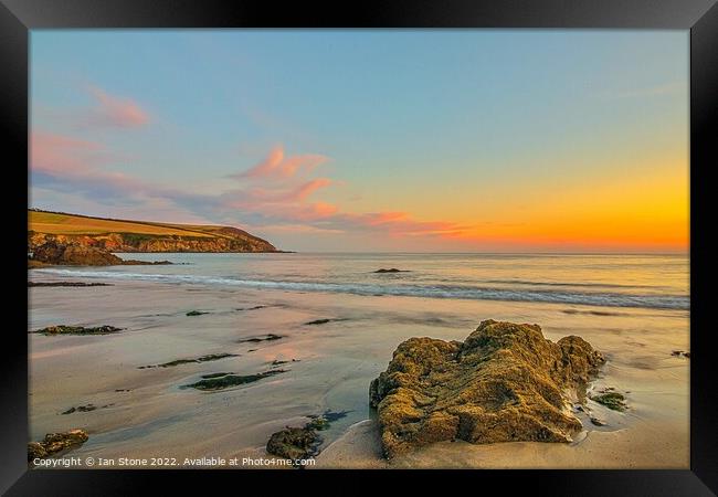 Golden Hour at Mothecombe Beach Framed Print by Ian Stone